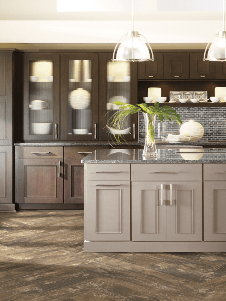 Grey Cabinets in kitchen