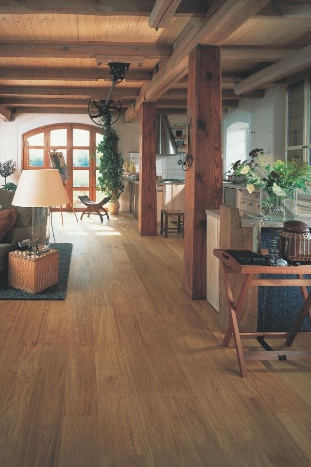 wide plank floors in a rustic living space